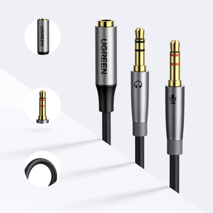 UGREEN AUX cable distributor 3.5 mm female for headphones and male microphone 20cm black – image 6