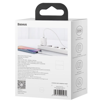 BASEUS Super fast Si 1C USB-C 30W PD QC white network charger – image 6