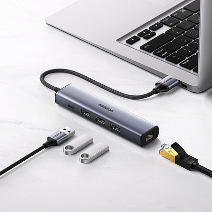 UGREEN Multifunctional HUB USB 3.0 adapter - 3x USB Ethernet RJ-45 USB-C PD grey – image 5