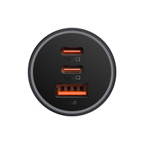 Golden Connector Pro USB + 2x USB-C 65W dark grey car charger - Carlat