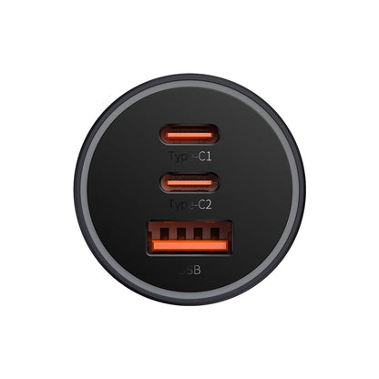 BASEUS Golden Connector Pro USB + 2x USB-C 65W dark grey car charger – image 2