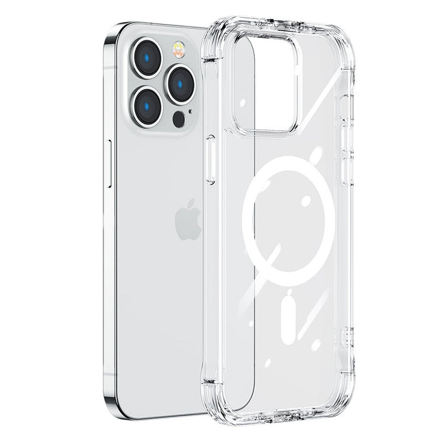 JOYROOM Magnetic case for iPhone 14 Plus armored cover with hooks a transparent