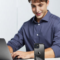 Rigid case with gel frame and built-in stand for iPhone 14 black - Carlat