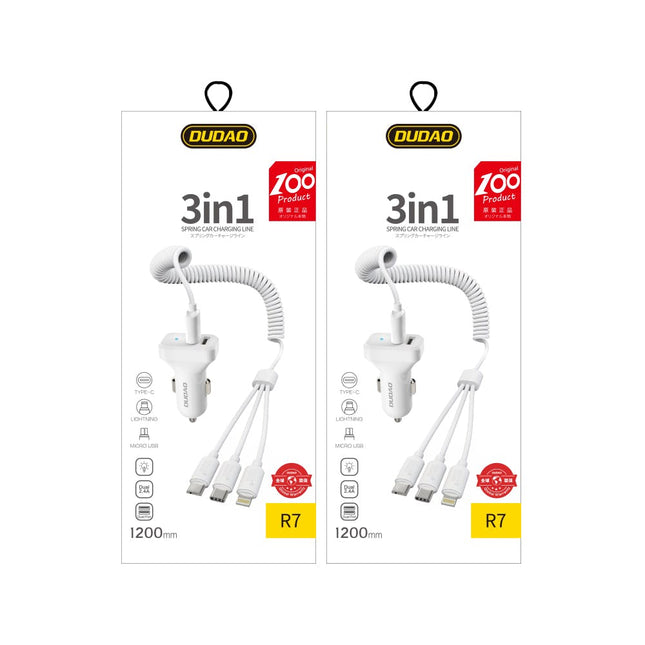 DUDAO 3w1 Car phone charging kit + white cable