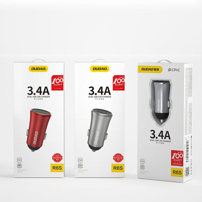 DUDAO Smart car charger R6S 2x USB 3.4A silver – image 3