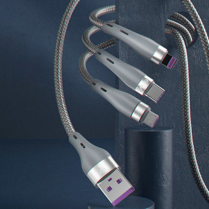 DUDAO 3in1 cable USB - Lightning microUSB USB-C 65W 1.2m gray – image 3