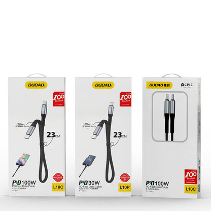 DUDAO Short flat cable for iPhone USB-C - Lightning L10P PD 20W 23cm black – image 5