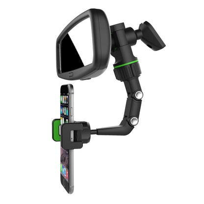 HURTEL Black and green phone holder for smartphone attached to the rearview mirror – image 2
