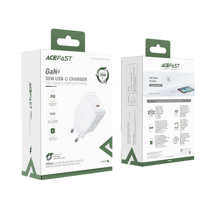 ACEFAST GaN USB-C 30W PD QC 3.0 AFC FCP network charger white