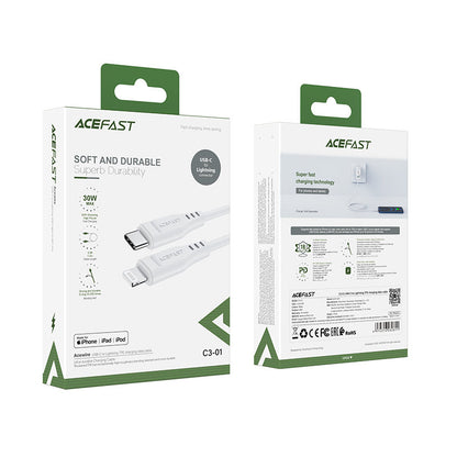ACEFAST Cable for iPhone MFI USB-C - Lightning 30W 3A 1.2m white – image 5