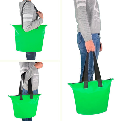 HURTEL Waterproof PVC beach bag with shoulder strap 11L - green – image 4