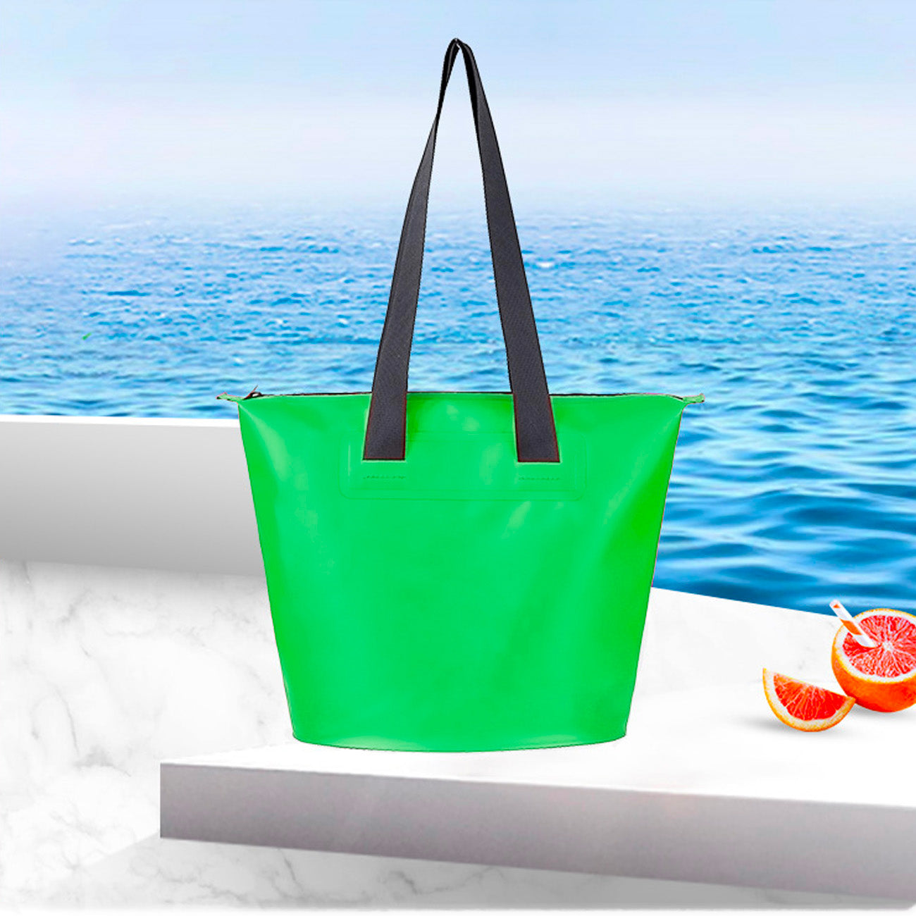 HURTEL Waterproof PVC beach bag with shoulder strap 11L - green – image 5