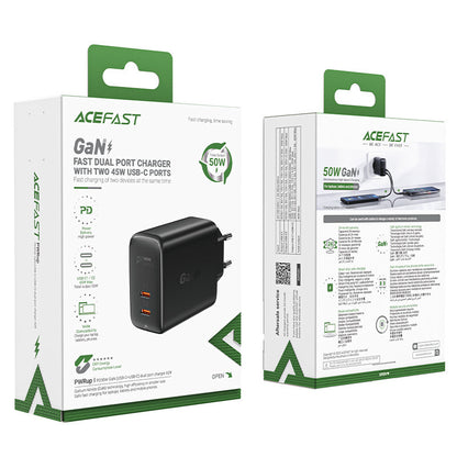 ACEFAST A29 GaN wall charger, two USB-C PD ports, 50W, black – image 5