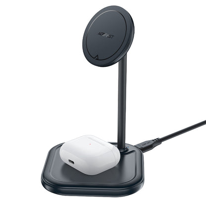 ACEFAST 2in1 Qi 15W wireless charger and stand for iPhone and Apple AirPods E6 black – image 2