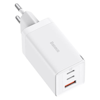 BASEUS GaN fast charger 2x USB-C USB 65W + USB-C cable white – image 2