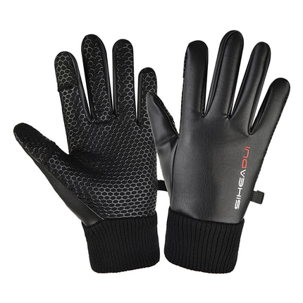 HURTEL Men's black, insulated, anti-slip telephone gloves
