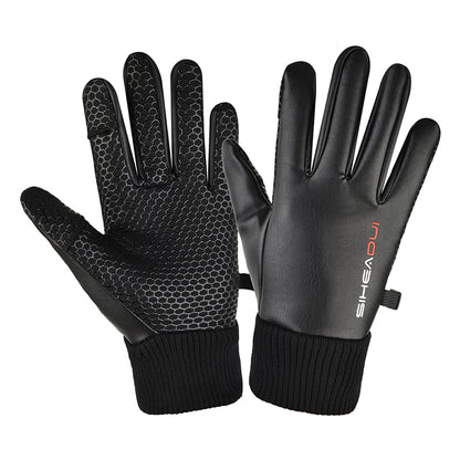 HURTEL Men's black, insulated, anti-slip telephone gloves