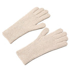 HURTEL Unisex beige knitted gloves for the phone with cut-outs for fingers