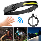 HURTEL LED headlamp with motion sensor IPX4 USB-C 1200 mAh black