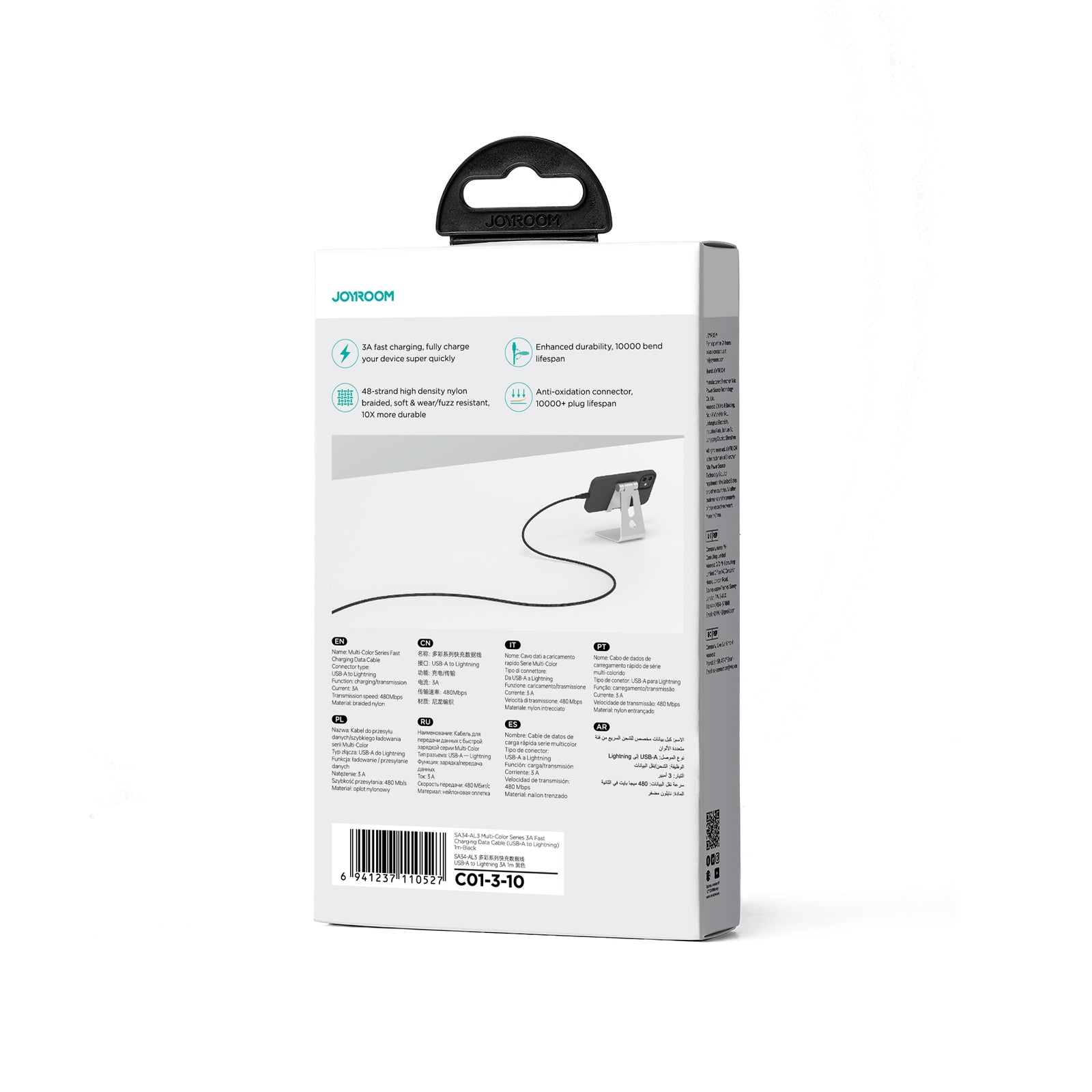 JOYROOM Cable for iPhone Multi-Color Series USB-A - Lightning 3A 1m black – image 4