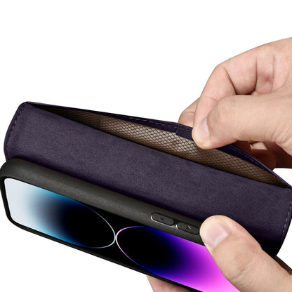 ICARER 2in1 Leather Flip Cover iPhone 14 Pro Anti-RFID Wallet Case Dark Purple – image 10