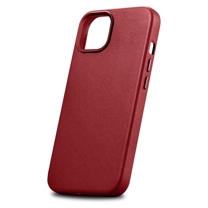 ICARER Natural leather case cover for iPhone 14 Plus MagSafe Case Leather, red – image 7