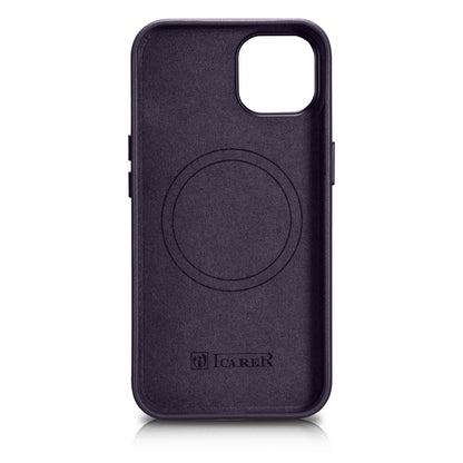 ICARER Natural leather case cover for iPhone 14 Plus MagSafe Case Leather dark purple – image 3