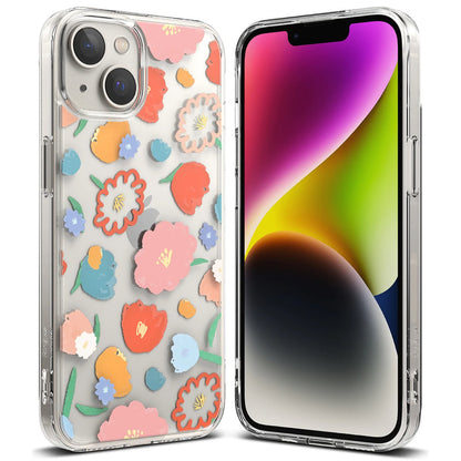 Ringke Armored Case Cover with Gel Frame iPhone 14 Plus Fusion Design Floral Transparent