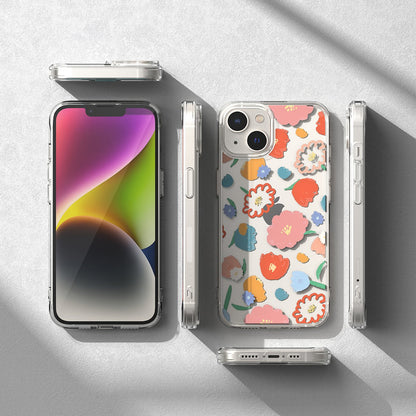 Ringke Armored Case Cover with Gel Frame iPhone 14 Plus Fusion Design Floral Transparent – image 9