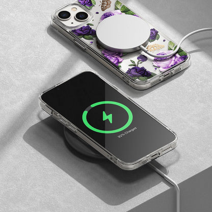 Ringke Armored case cover with gel frame iPhone 14 Plus Fusion Design Purple Rose transparent – image 7