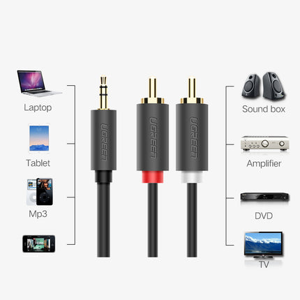UGREEN Cable audio cable 3.5 mm mini jack - 2x RCA 1.5m black – image 6