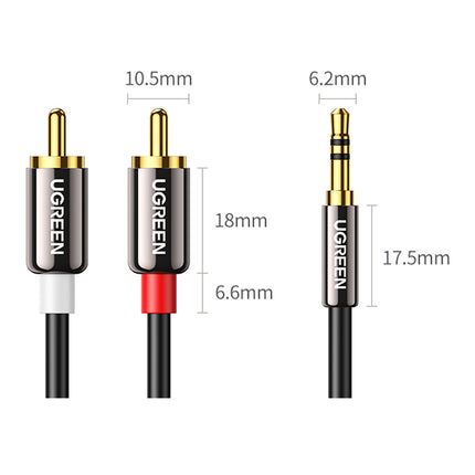 UGREEN Cable audio cable 3.5 mm mini jack - 2x RCA 1.5m black – image 19