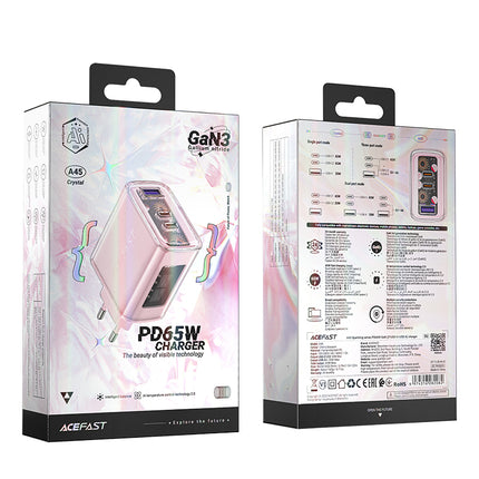 ACEFAST GaN 65W network charger 3 ports 1x USB 2x USB-C pink – image 5