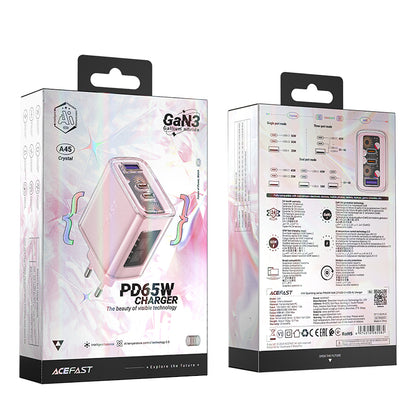ACEFAST GaN 65W network charger 3 ports 1x USB 2x USB-C pink – image 5