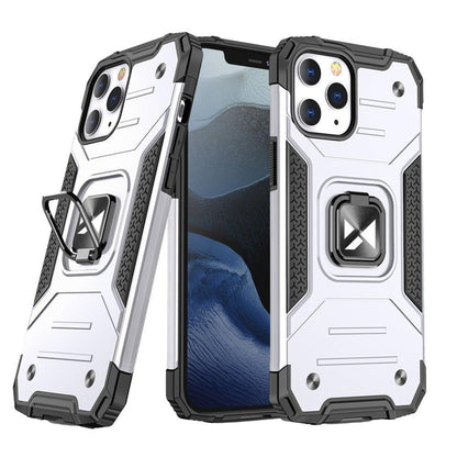 WOZINSKY Armored case with cover + magnetic holder for iPhone 13 Pro Max Ring Armor, silver