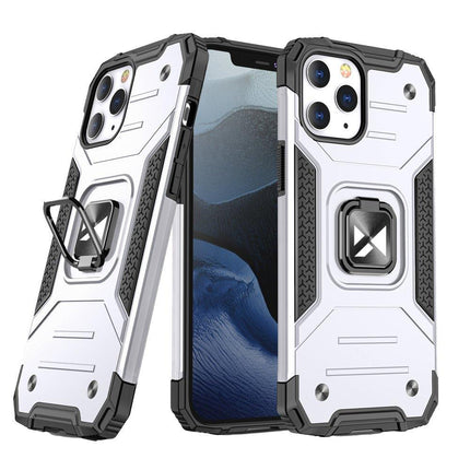 WOZINSKY Armored case with cover + magnetic holder for iPhone 13 mini Ring Armor, silver