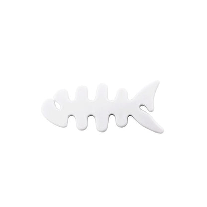 HURTEL Headphone cable organizer in the shape of a fish, white