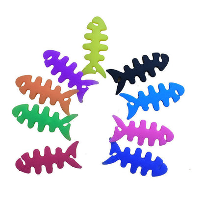 HURTEL Headphone cable organizer in the shape of a fish, white – image 4