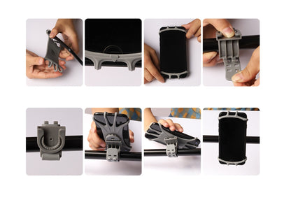 HURTEL Swivel silicone bicycle phone holder with detachable clamp, black – image 6