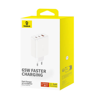 BASEUS GaN Cube Pro 65W 2x USB-C USB-A network charger, white