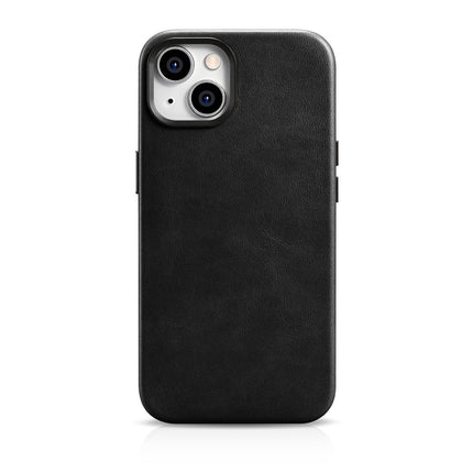 ICARER iPhone 14 Plus magnetic leather case with MagSafe Oil Wax Premium Leather Case black