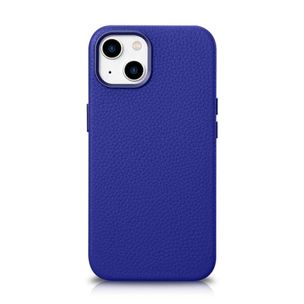 ICARER iPhone 14 Plus magnetic leather case with MagSafe Litchi Premium Leather Case navy blue