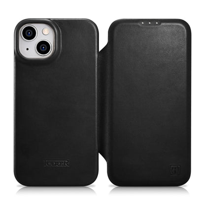ICARER iPhone 14 Plus Magnetic Flip Case MagSafe CE Oil Wax Premium Leather Black
