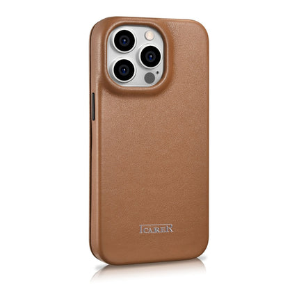 ICARER iPhone 14 Pro leather case with magnetic flap MagSafe CE Premium Leather light brown – image 5