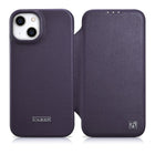 ICARER Leather case for iPhone 14 Plus with magnetic flap MagSafe CE Premium Leather purple