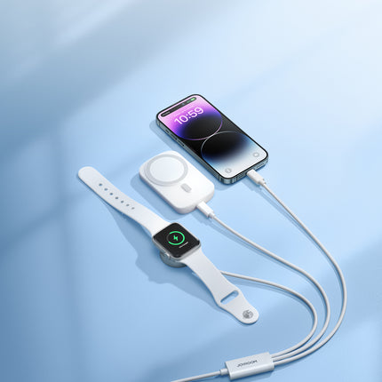 JOYROOM 3in1 Cable USB-A cable with inductive charger + 1x iPhone Lightning + 1x USB-C 1.2m white – image 8