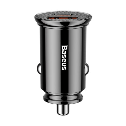 BASEUS Smart car charger with USB and USB-C QC PD ports, black