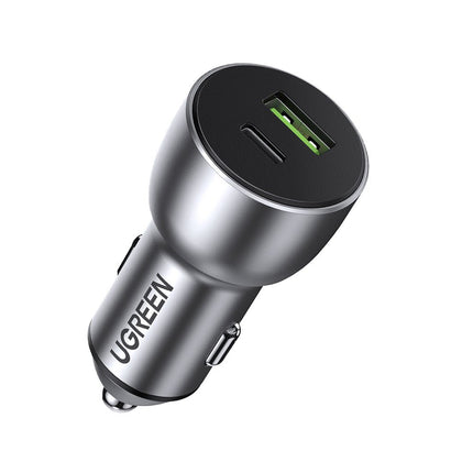 UGREEN USB and USB-C QC 3.0 PD 36W 3A car charger, gray