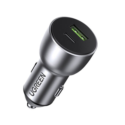 UGREEN USB and USB-C QC 3.0 PD 36W 3A car charger, gray