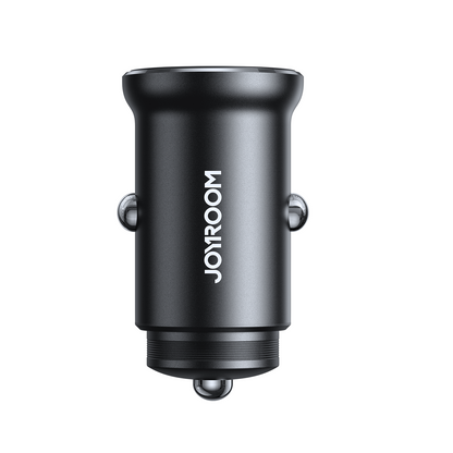 JOYROOM Mini car charger for cigarette lighter socket 30W 2x USB-C, metal, black – image 3